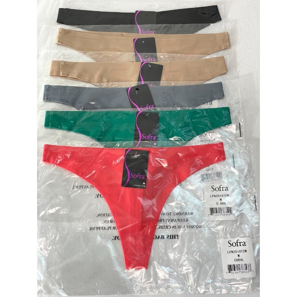 NEW Sofra Womens Medium 6 Piece Pack High Waist‎ Thong Underwear Panties Bundle